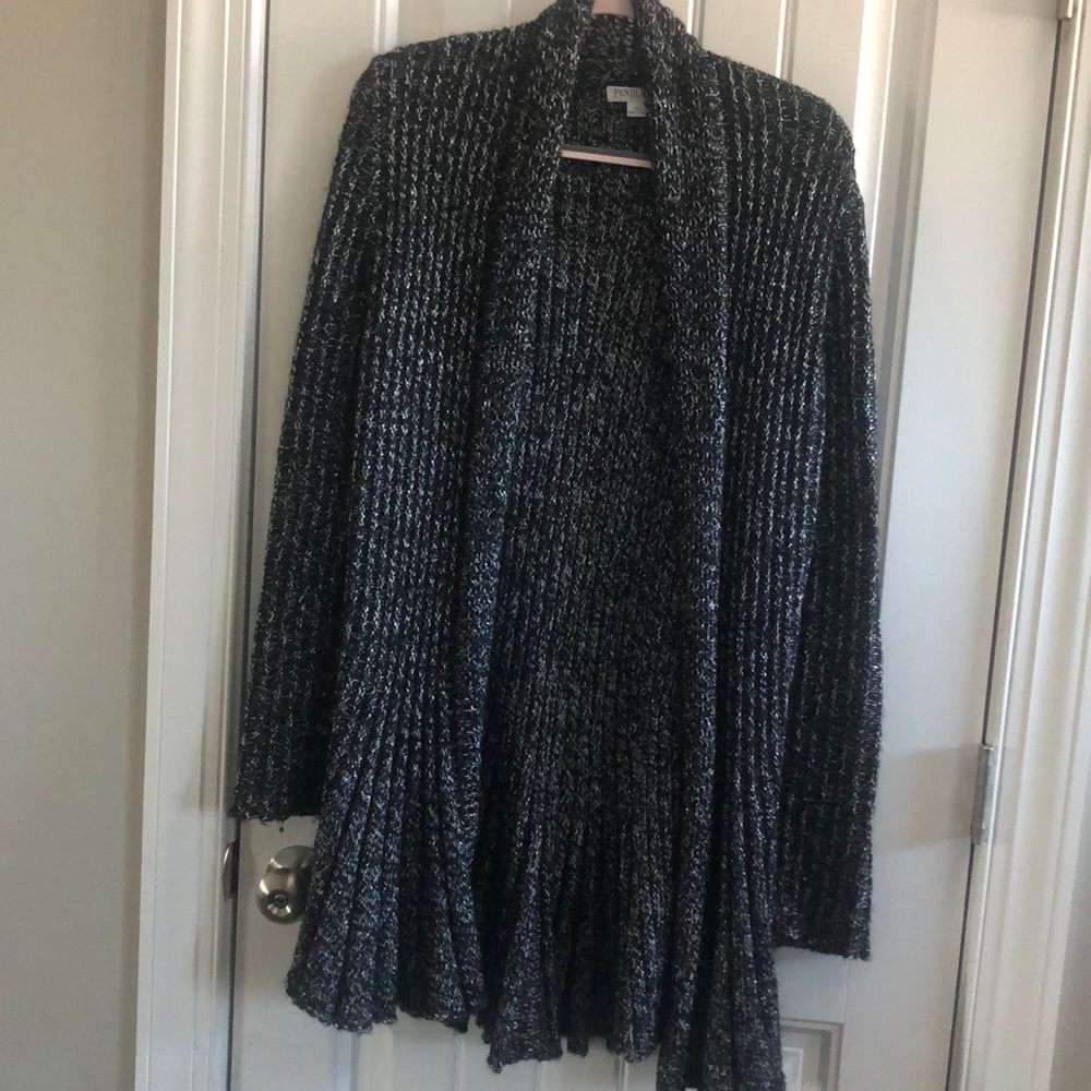 Long black / silver knit cardigan